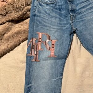 Men's Blue Jeans with Embroidered Logo